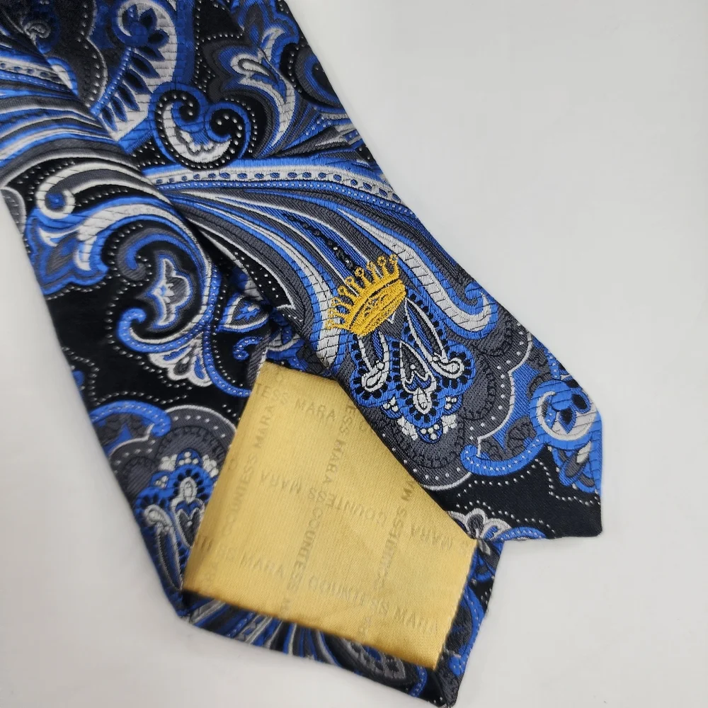 COUNTESS MARA Blue Paisley Silk Tie.
